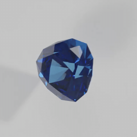 Akhavan's Sierpinski's Nest cut rendered as blue sapphire, deep blue with restrained fire